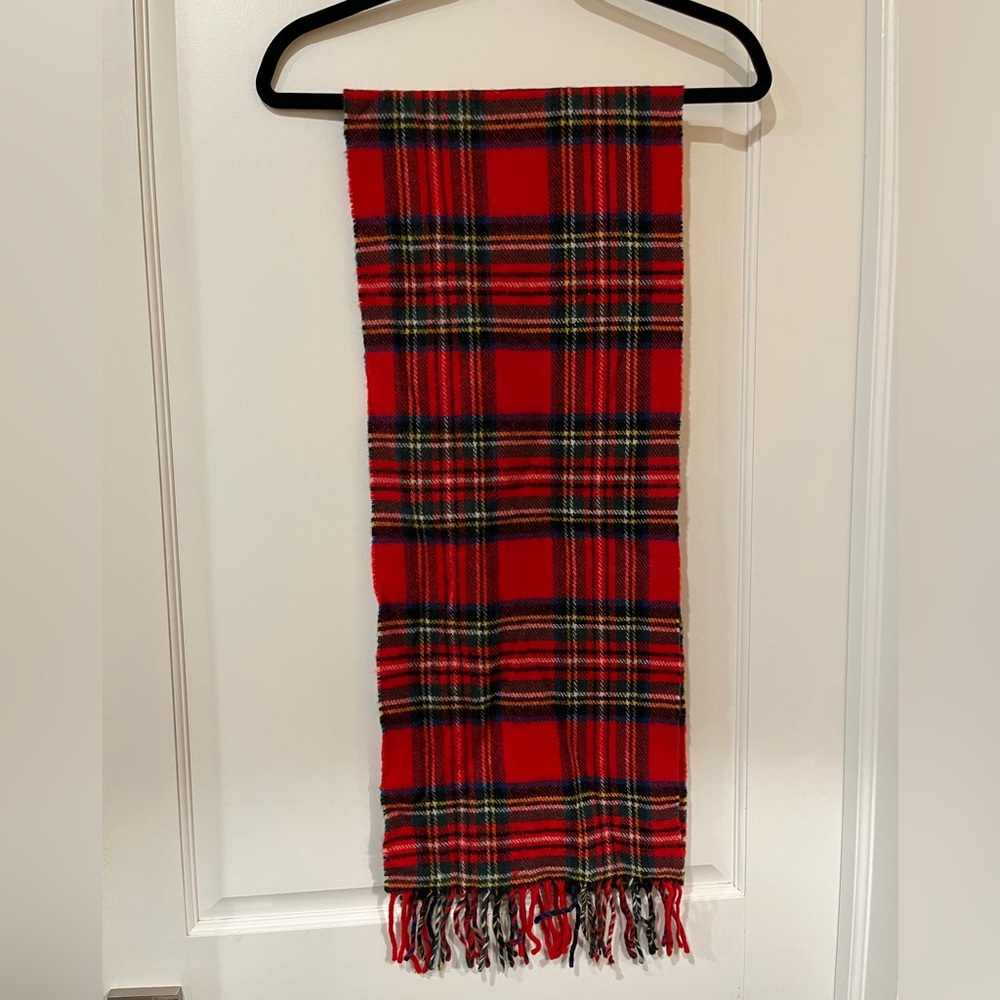 John Hanly Red Tartan Irish Wool Scarf